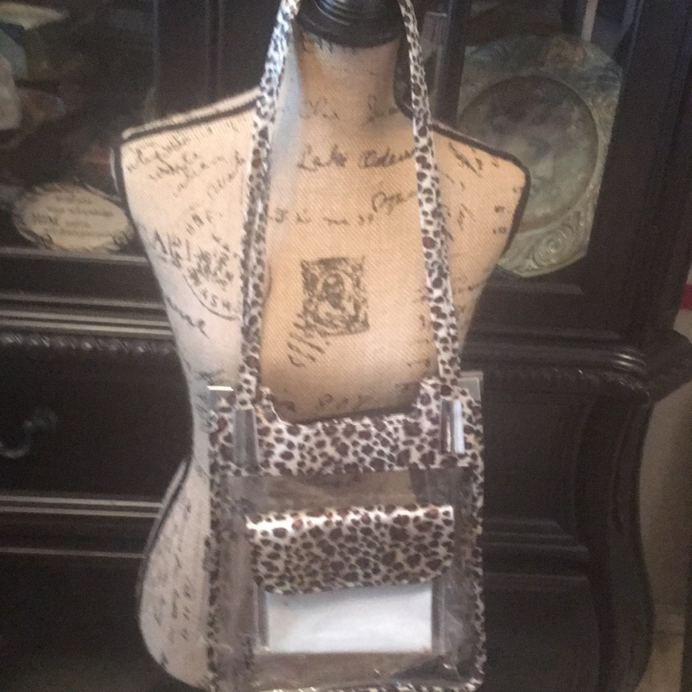 Plastic See thru Handbag with Animal Print